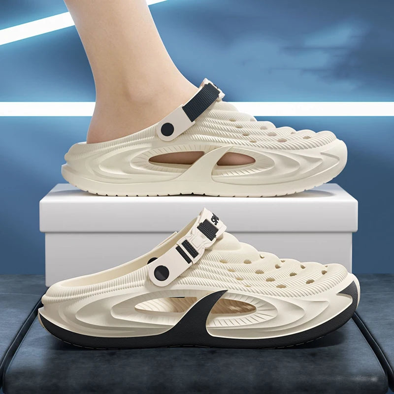 Men's EVA Outdoor Slippers - Non-Slip Closed-Toe Thick Soft Platform Summer Sandals for Men