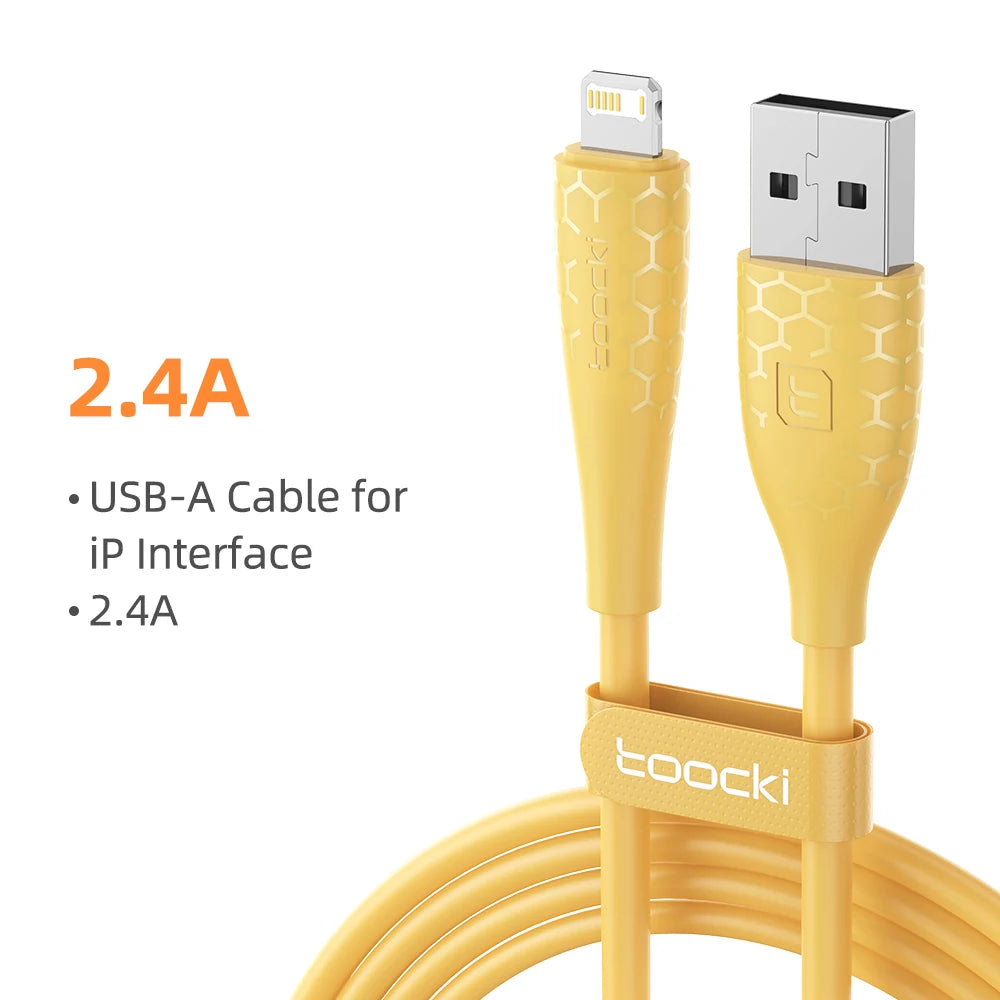 Toocki 2.4A Lightning Cable – Fast Charging USB Cord for iPhone 14/13/12/11 Pro Max, iPad, 8/7 Plus