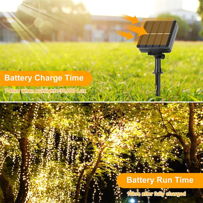 Outdoor Solar LED Fairy Lights - Waterproof Festoon Garland String Lights for Christmas Party Garden Decor - Available in 7M, 12M, 22M, 32M Lengths