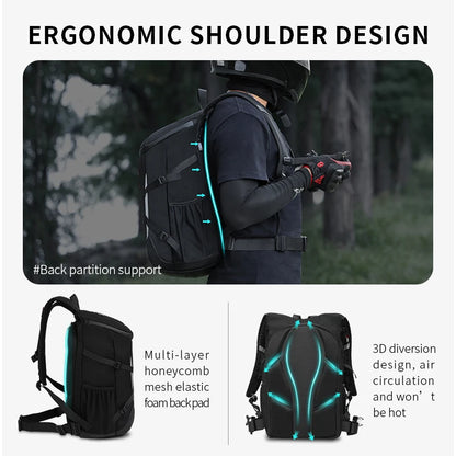 MOTOCENTRIC 28L Motorcycle Backpack - Waterproof, Outdoor Sports Riding Helmet Locomotive Backpack for Business Travel, Laptop Bag