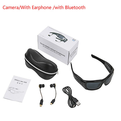 HD 1080P Mini Camcorder Glasses Camera with Bluetooth Headset - Polarized Sunglasses Sports Camera for Driving and Cycling