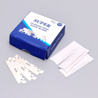100pcs Stainless Steel Safety Razor Blades — Replacement Shaving Blades for Men’s Razors & Barber Tools
