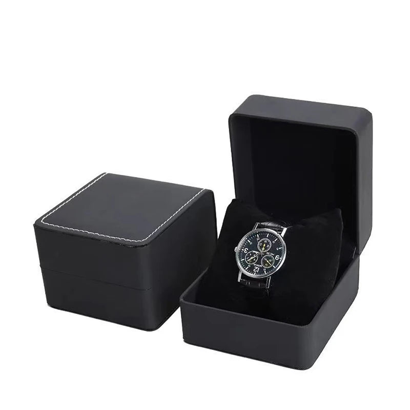 Lnofxas Black Single Watch Gift Box — PU Leather Wristwatch Display Case with Pillow, Organizer for Men