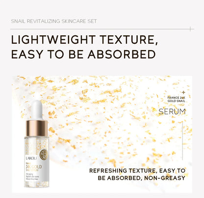 3pcs LAIKOU Vitamin C 24K Golden Sakura Skincare Set – Moisturizing Face Cream, Serum & Eye Cream