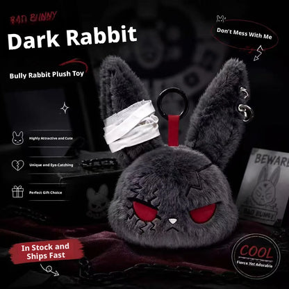 Gothic Bunny Plush Keychain - Kawaii Rabbit Bag Charm Bandage Design Pendant Car Ornament Gift