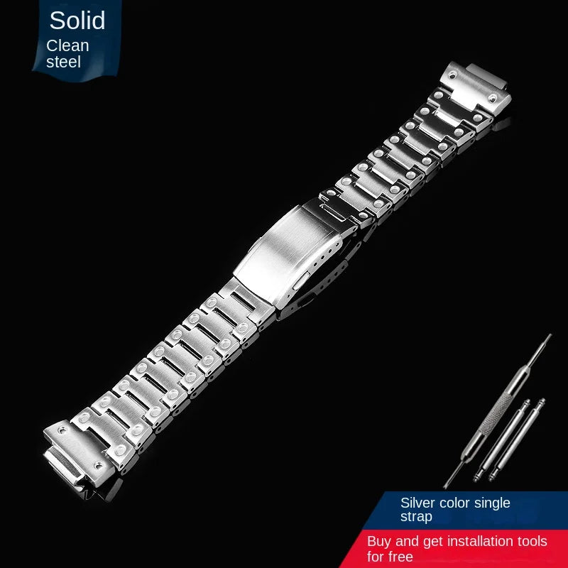 Gold and Black Stainless Steel Bezel and Strap Set for Casio G-Shock DW-5600, GW-B5600 & GW-M5610 - Metal Watch Case Modification Kit
