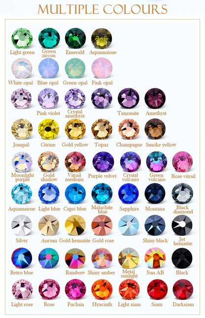 QIAO 2088 Crystal Nail Art Rhinestones — Flat Back Non-Hotfix Strass for DIY Nail Decorations (8 Big + 8 Small)