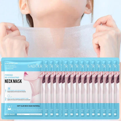 10pcs SADOER Hyaluronic Acid Neck Masks – Collagen Firming & Moisturizing Skincare for Neck