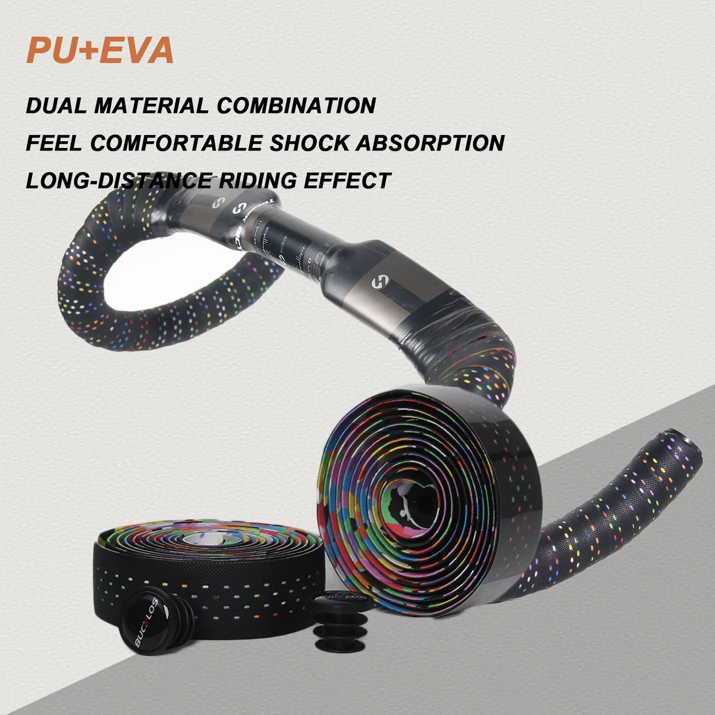 BUCKLOS Road Bike Handlebar Tape – Soft PU EVA Anti-Slip Shock-Absorbing Grip for Gravel and Cycling