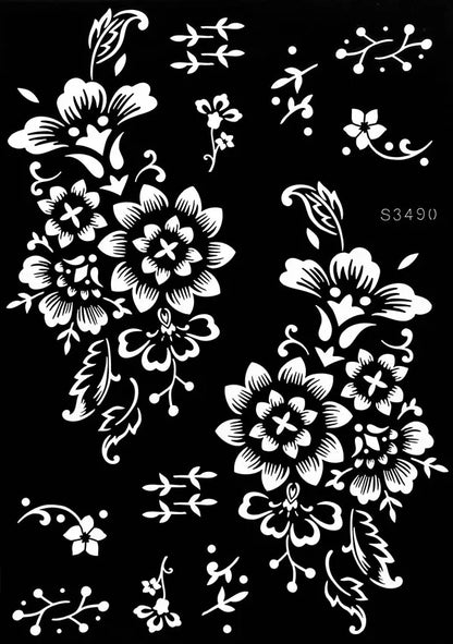 Reusable Henna Stencil Templates for Hand & Body – Floral Tattoo Stencils for Women, Weddings & Festivals Body Art Makeup Tools