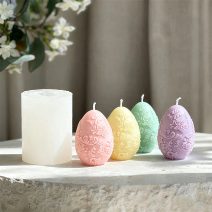 3D Easter Egg Scented Candle Silicone Mold – DIY Embossed Butterfly & Flower Egg Shape for Candle & Plaster Making, Easter Gift