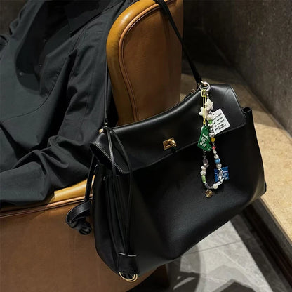 New Rodeobag Leather Kelly Bag — Women’s Large Capacity Fashion Handbag with Advanced Lock, High-End Underarm Bag