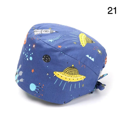 Adjustable Surgical Scrub Cap with Buttons – Ponytail Bouffant Nursing Turban Hat for Women & Men