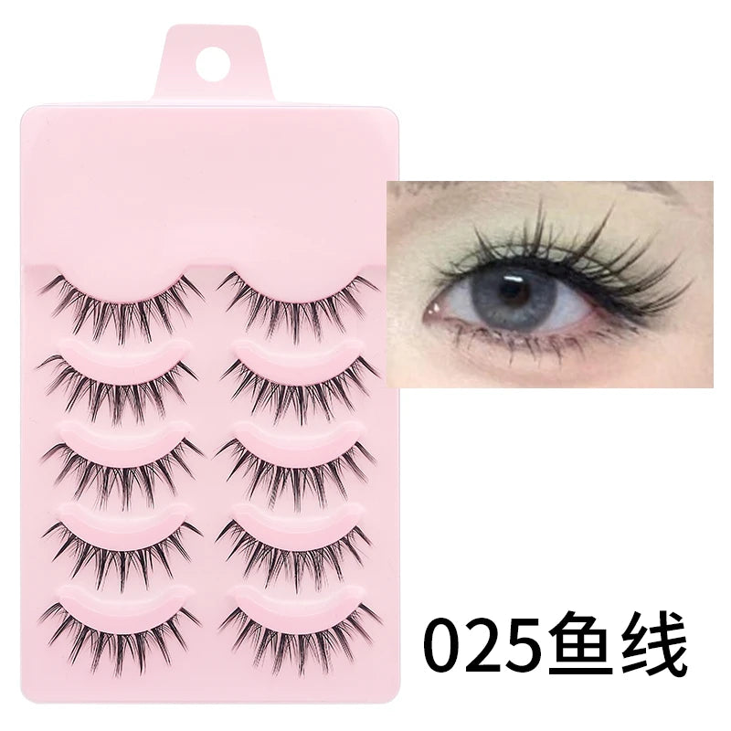 Manga Style Soft Natural False Eyelashes Wispy Thick Daily Wear Makeup Lashes