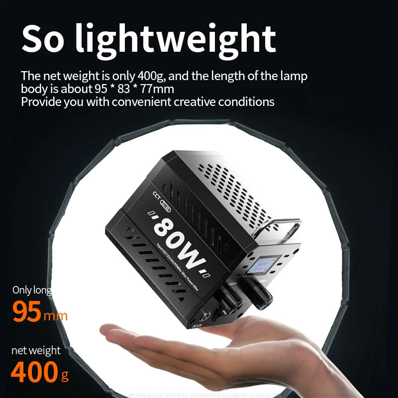 80W Dual Color Temperature COB Photography Light - Professional LED Video Light, Portable Handheld Fill Light with Mini Bowens