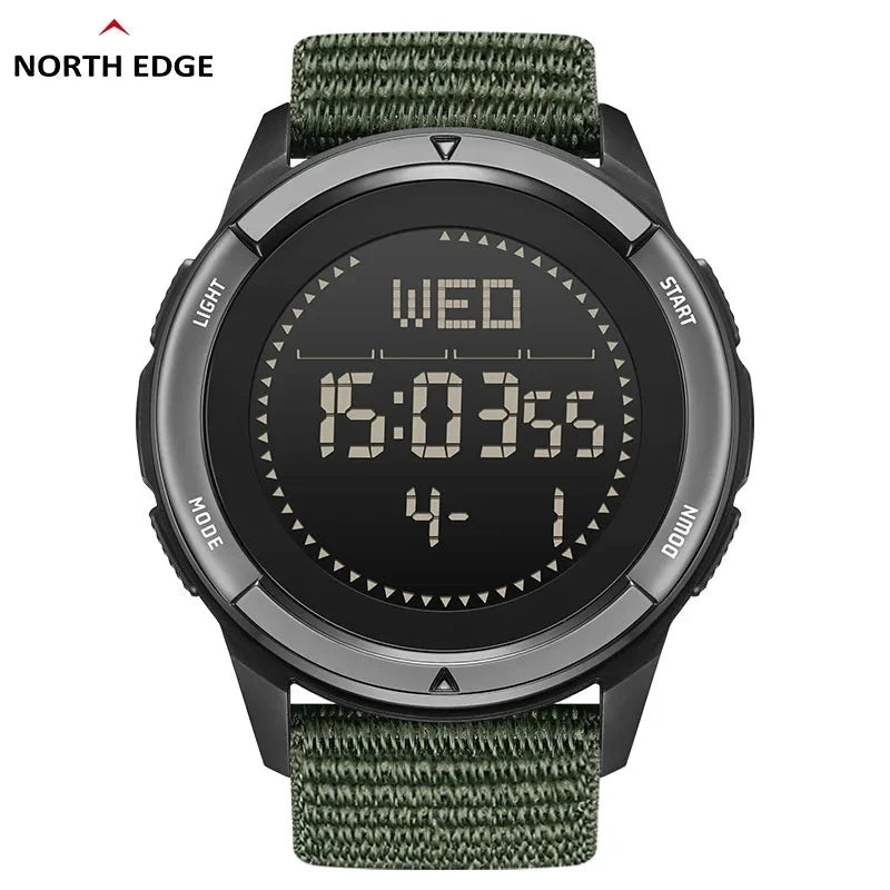 NORTH EDGE ALPS 45MM Men's Outdoor Sports Watch Waterproof Compass Metronome Carbon Fiber Case Nylon Strap