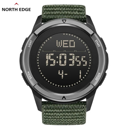 NORTH EDGE ALPS 45MM Men's Outdoor Sports Watch Waterproof Compass Metronome Carbon Fiber Case Nylon Strap