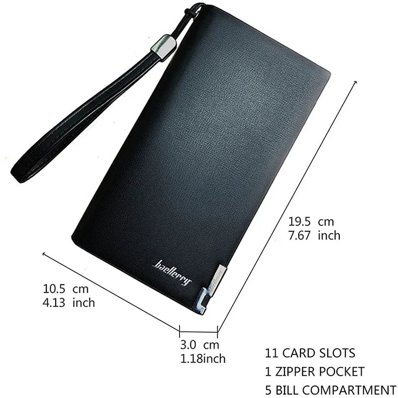 Baellerry Men’s Long Wallet – Large Capacity Zipper Clutch with Card Holder & Coin Pocket, Luxury Handbag Purse