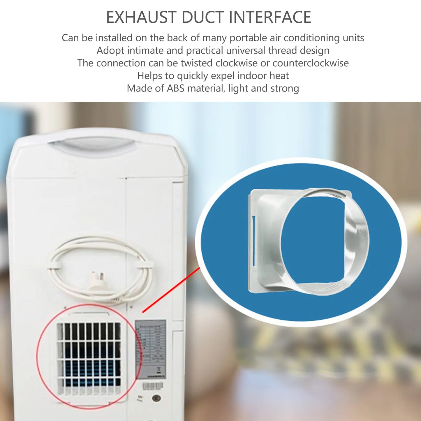 Universal Air Conditioner Exhaust Hose Coupler — Round Threaded Duct Connector ABS Portable AC Adapter for Home