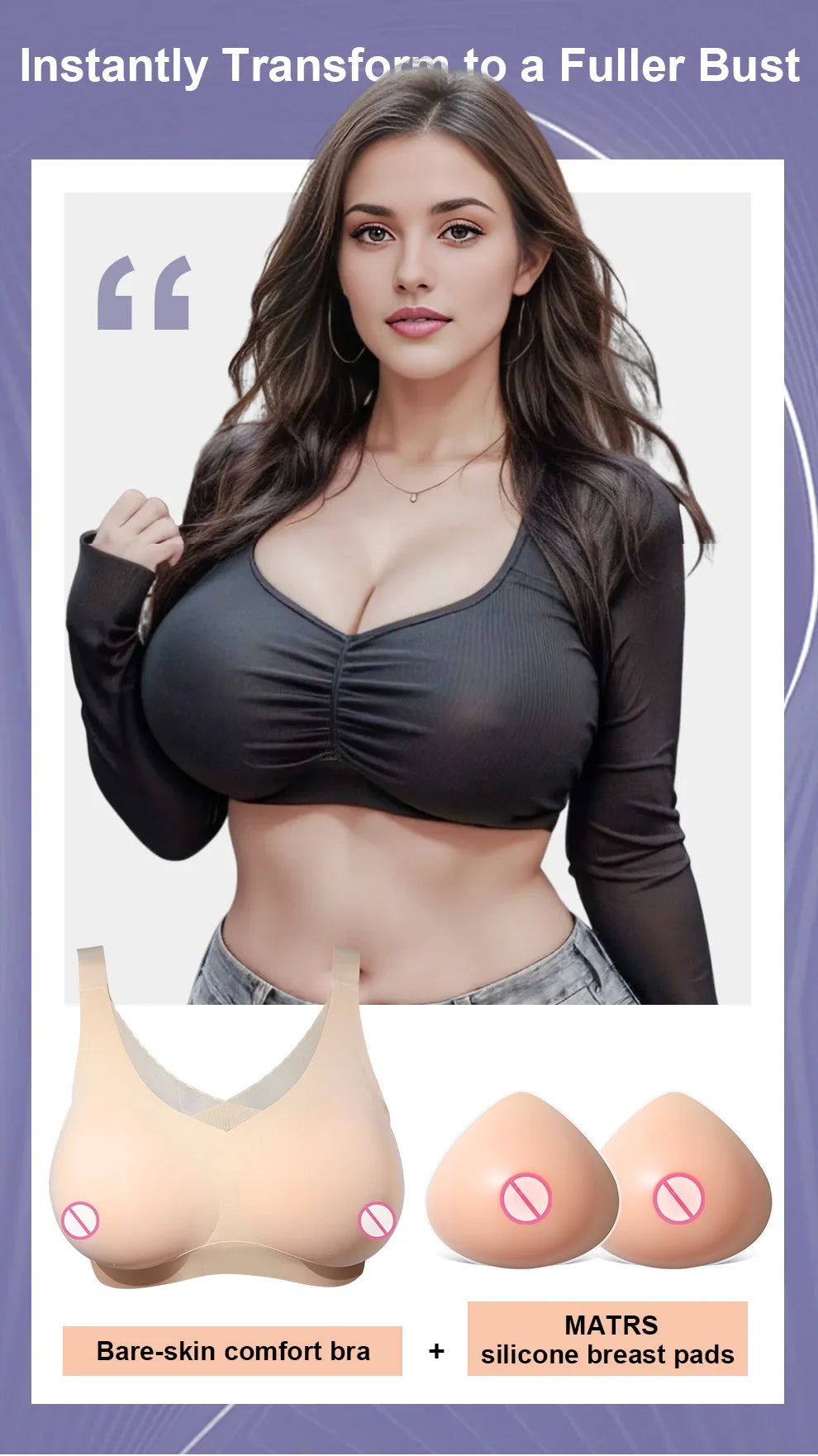 LERVANLA Silicone Fake Chest Pads – Small to Super Large Female Breast Enhancer for Underwear & Display