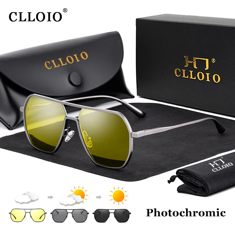CLLOIO Anti-Glare Day & Night Vision Glasses – Polarized Photochromic UV400 Driving Sunglasses for Men & Women