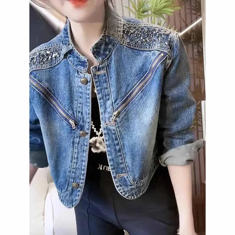 Women's Denim Jacket 2025 – New Korean Style, Advanced Leisure Loose Fit, Versatile Female Cowboy Coat