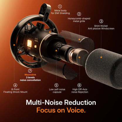MAONO PD200W Hybrid Wireless Podcast Microphone – XLR/USB Dynamic Mic for PC, Phone & Camera Streaming & Recording