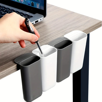 Clip-On Pen Holder Desk Organizer - Adhesive PP Plastic Pencil Storage Container Set