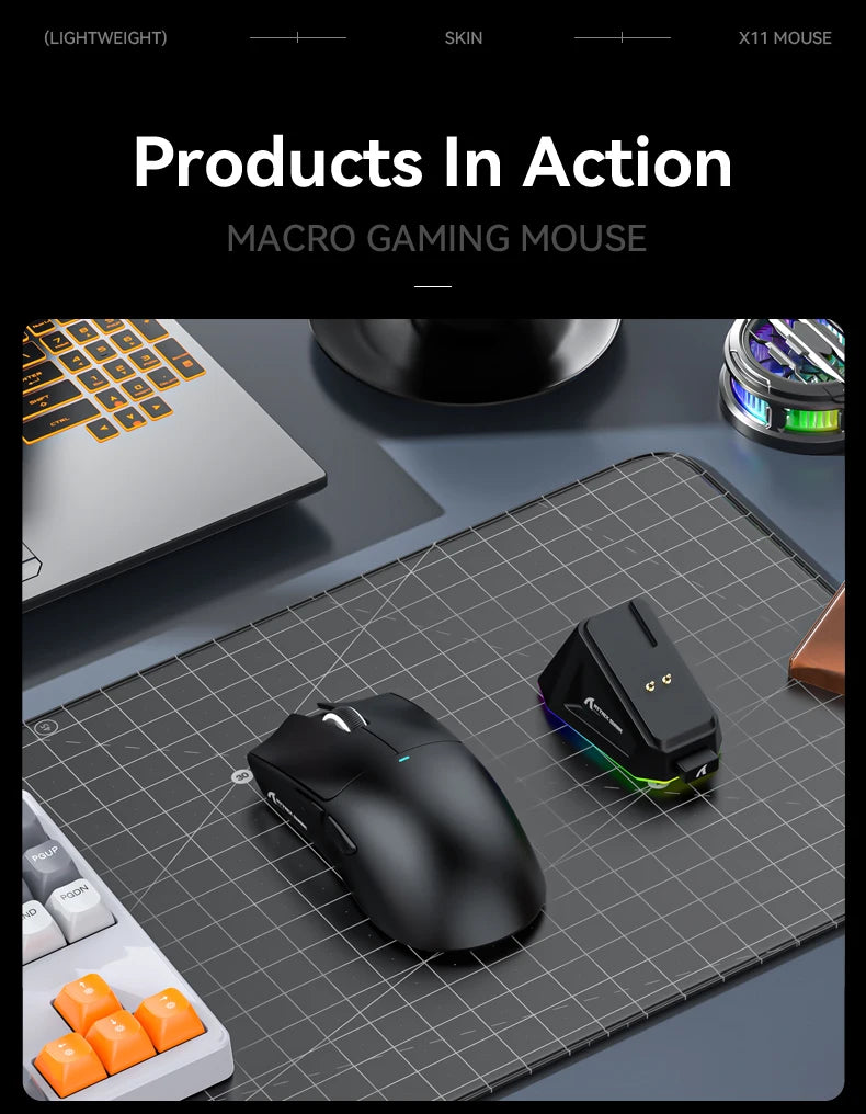 Attack Shark X11 Tri-Mode Wireless Gaming Mouse – 2.4GHz/Wired/Bluetooth PAW3311 22000DPI RGB PC Mouse 400IPS