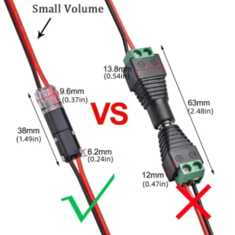 50/1PCS 2-Pin Plug-In Wire Connectors - Double-Wire Locking Buckle LED Cable Terminal Blocks