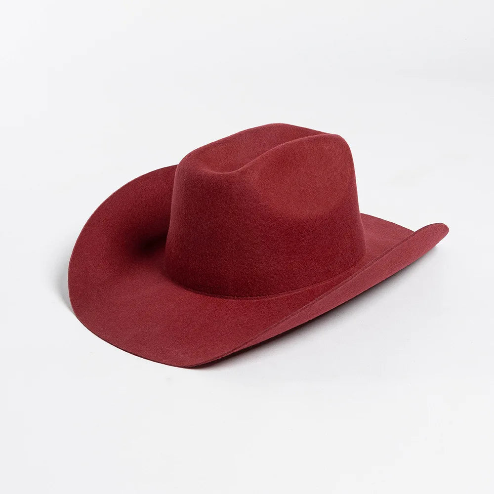 100% Wool Western Cowboy Hat – Casual Felt Cowgirl Hat for Men & Women, Autumn & Winter Outdoor Sunshade Fedoras Top Hat