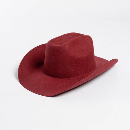100% Wool Western Cowboy Hat – Casual Felt Cowgirl Hat for Men & Women, Autumn & Winter Outdoor Sunshade Fedoras Top Hat