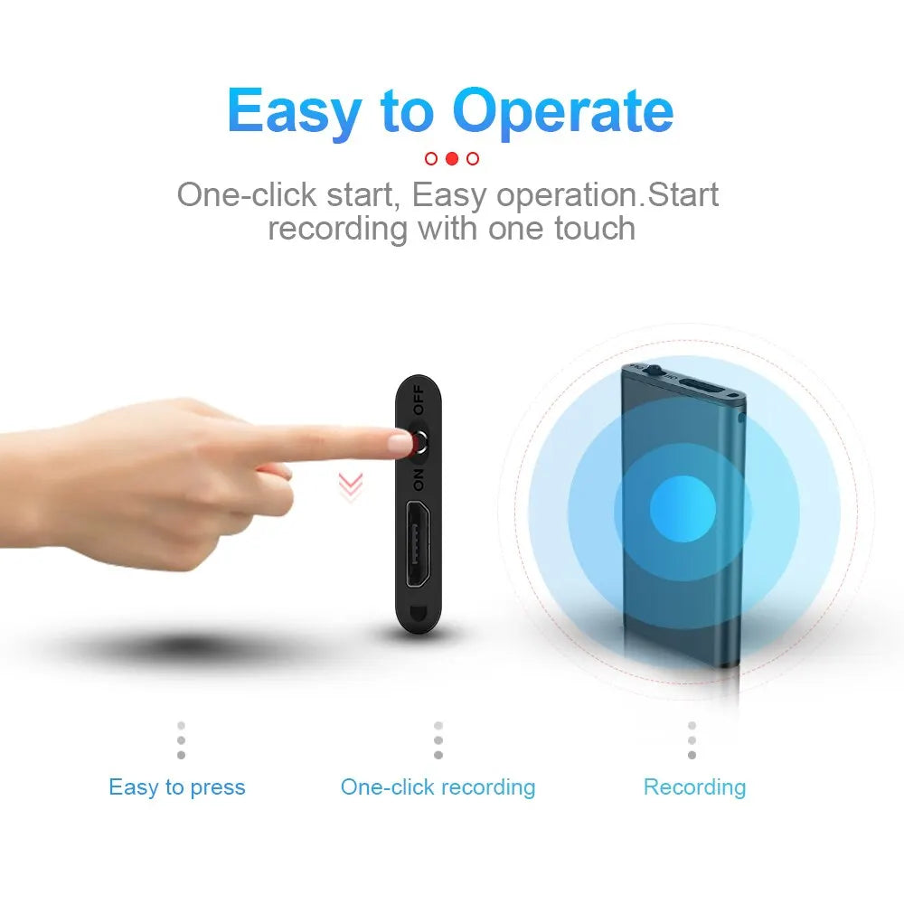 Ultra-Thin Mini Voice Recorder — Professional Sound-Activated HD Dictaphone with Noise Reduction & Portable MP3 Player