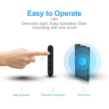 Ultra-Thin Mini Voice Recorder — Professional Sound-Activated HD Dictaphone with Noise Reduction & Portable MP3 Player