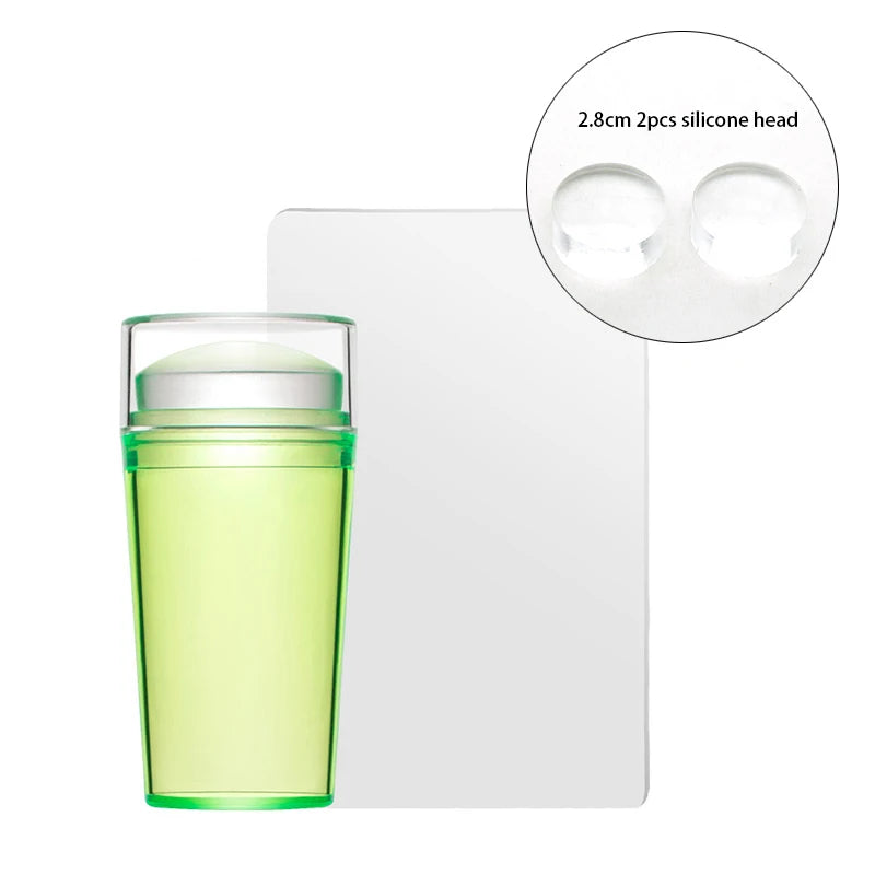 Clear Jelly Nail Stamper Set - Silicone Nail Art Stamp Tool with Scraper for Manicure Designs