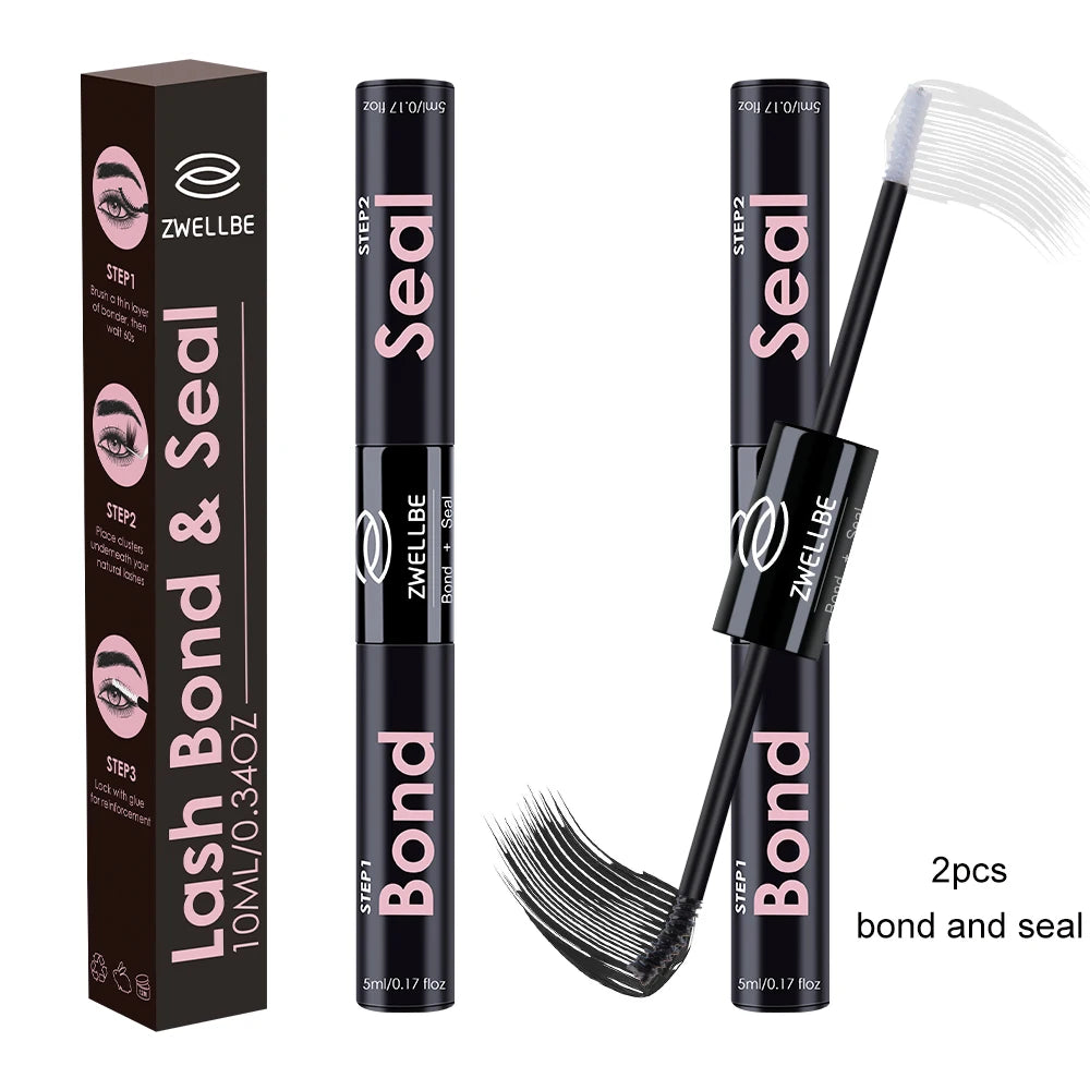 Lash Bond, Seal, and Remover Kit – Waterproof Cluster Eyelash Glue, Strong Hold, Fast Removal for DIY Extensions