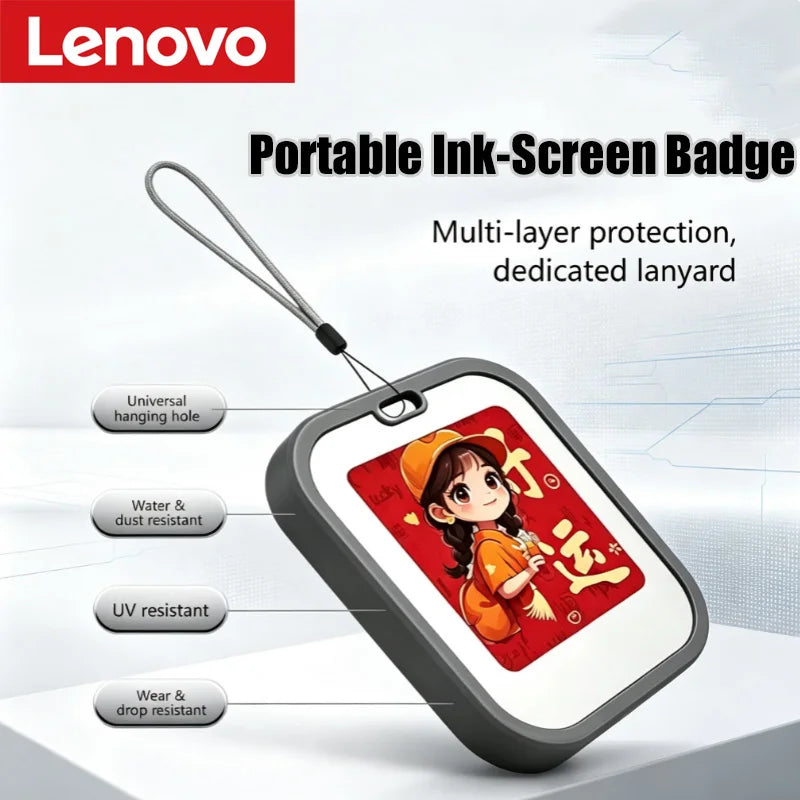 Lenovo Mini E-Ink Desktop Display - 1.54-Inch NFC Electronic Ornament and Bag Charm