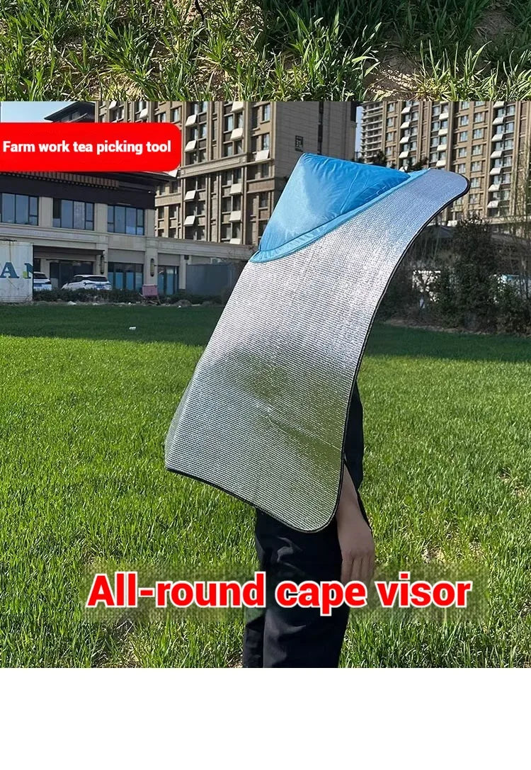 Sun & Rain Hooded Cape – Breathable UV Protection Wide Brim Hat with Neck Cover for Farming & Gardening