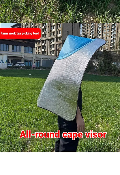 Sun & Rain Hooded Cape – Breathable UV Protection Wide Brim Hat with Neck Cover for Farming & Gardening