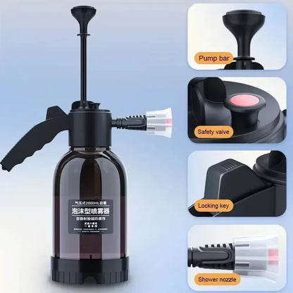 2L Hand Pump Foam Sprayer | High Pressure Pneumatic Washer and Snow Foam Spray Bottle for Car and Home Cleaning