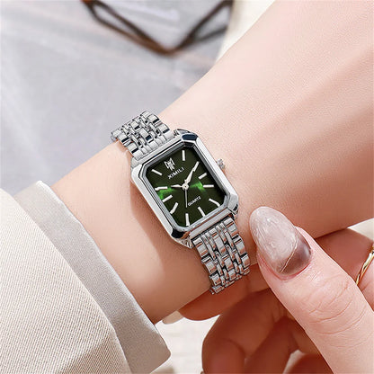 Luxury Women's Square Quartz Watch – Gold-Plated Stainless Steel Business Timepiece