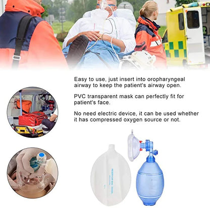 First Aid Resuscitation Ambu Bag — PVC Adult, Child & Infant Emergency Manual with 1600ml/2000ml Reservoir