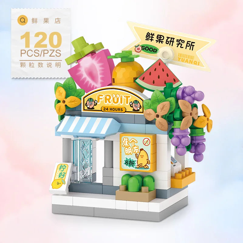 Restaurant Dessert Coffee Pet Fruit Store Building Blocks Kit - Street View Food House Model Toy