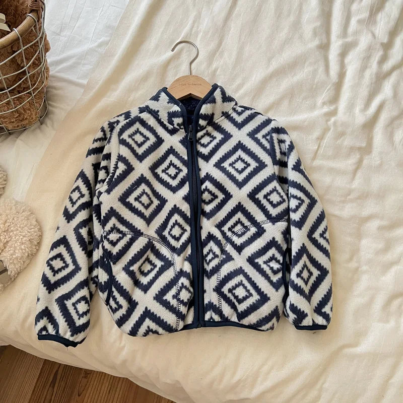 Kids Fleece Windbreaker Jacket - Warm Spring & Autumn Sports Outerwear for Boys & Girls