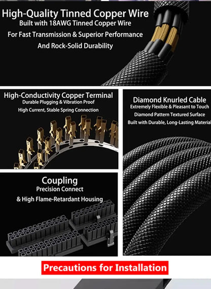 AIJS 8-Pin ARGB CPU Power Extension Cable – One-Line Computer Connection Extension Cord