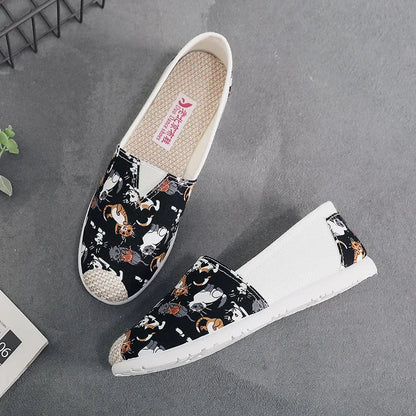 Women’s Breathable Mesh Slip-On Flats - Lightweight Casual Printed Fisherman Shoes for Everyday Fashion