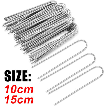 U-Type Heavy Duty Garden Staples – Galvanized Fence Sod Pins & Landscape Ground Stakes for Lawn, Barrier & Garden Fixing Nails