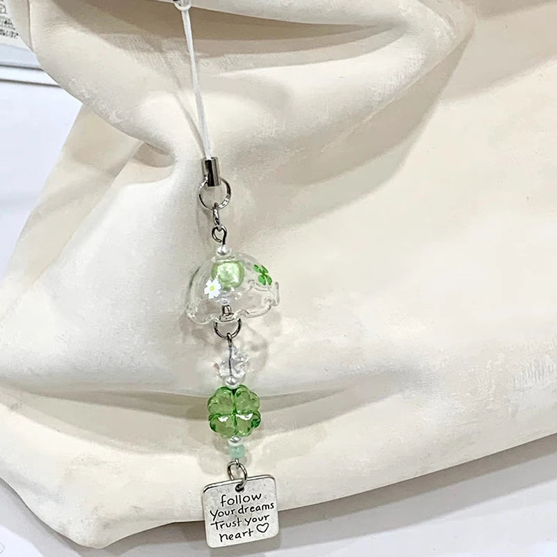 Transparent Wind Chime Keychain – Cute Kawaii Pendant for Mobile, Bag, and Home Decoration