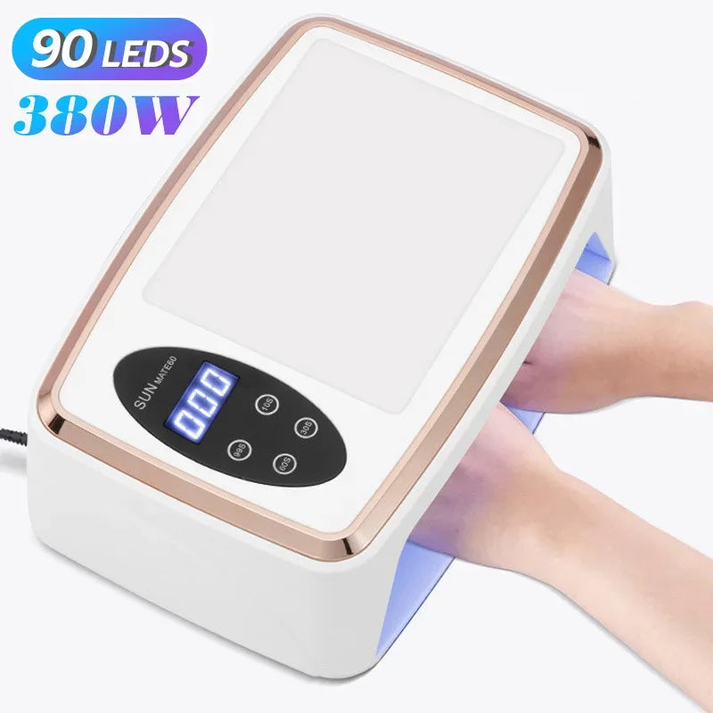 480W UV LED Nail Lamp – 108 LEDs Nail Dryer with Red Light Whitening Mode, Large Space, 4 Timer Settings