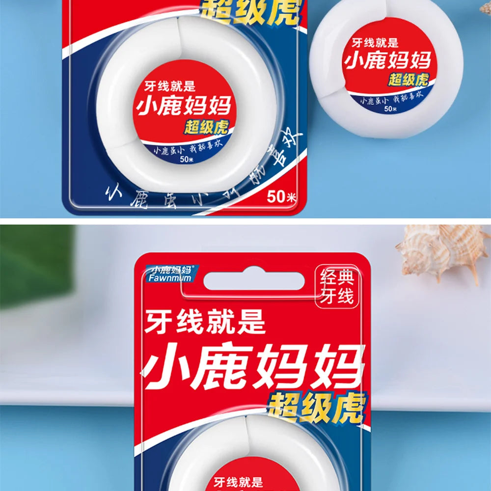 Fawnmum 50m Mint Dental Floss Spool – Free Cutting Interdental Cleaning Wire for Fresh Breath & Oral Care